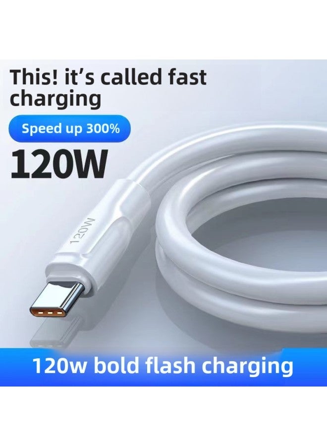 خط شحن جريء 120 وات قابل للتطبيق على خط بيانات Huawei TypeC 6A المطول Vivo Super Flash Fast Charging Android Line اللون: 3 عبوات (واجهة شبه منحرفة android) - 2 متر - Image 4